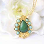Collier plaque or Turquoise