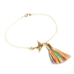 collier oiseau multicouleur