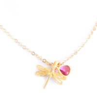 Collier Libellule et Pierre Semi-précieuse rose