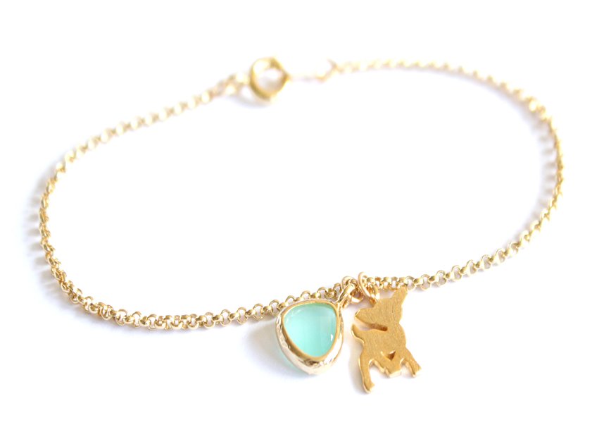 Bracelet fantaisie Bambi et Aigue-marine. Bijoux tendance été 2014