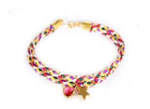bijoux createur a petit prix. Bijoux tendance 2014. Bracelet Brésilien- étoile et pierre semi-précieuse rose.