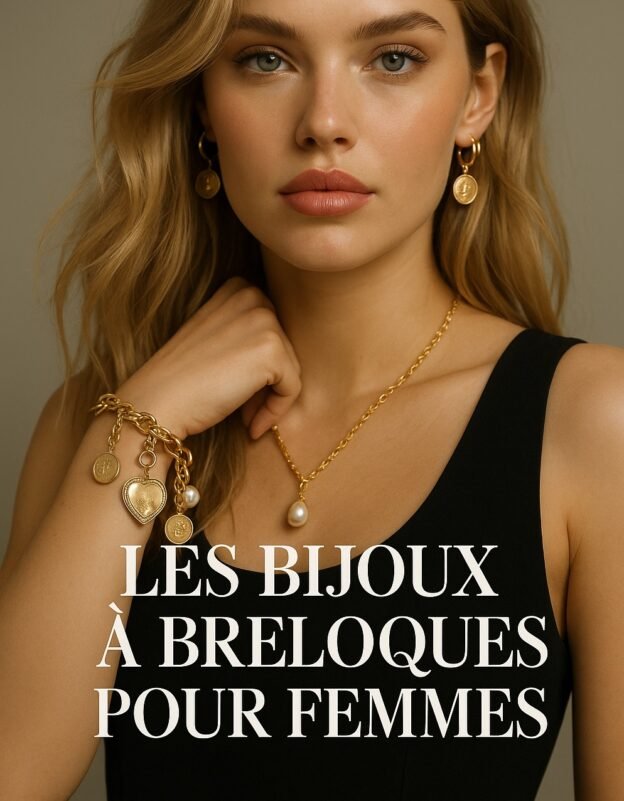 femme avec bijoux à breloques dorés