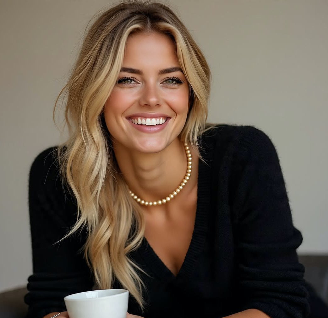 femme avec collier ras du cou perles