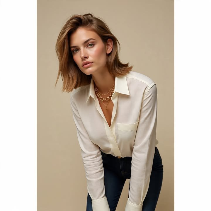 femme avec colliers multirangs 